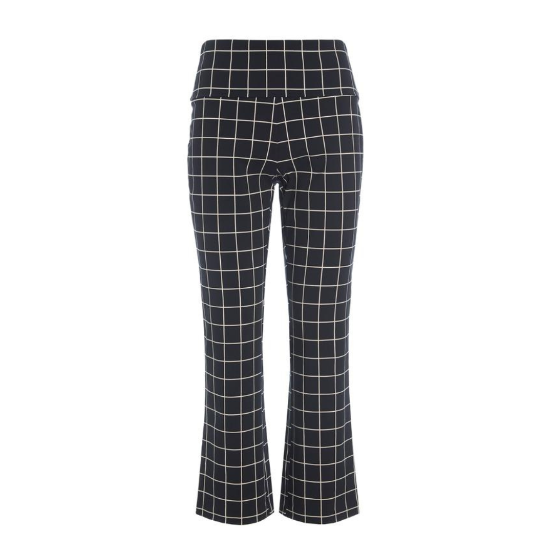 Black checkered pants on a white background