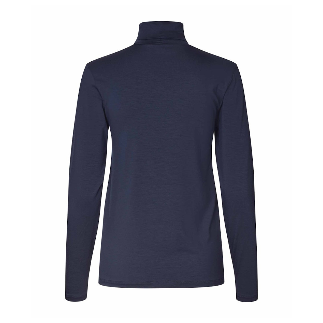 Navy blue long-sleeve shirt on a white background