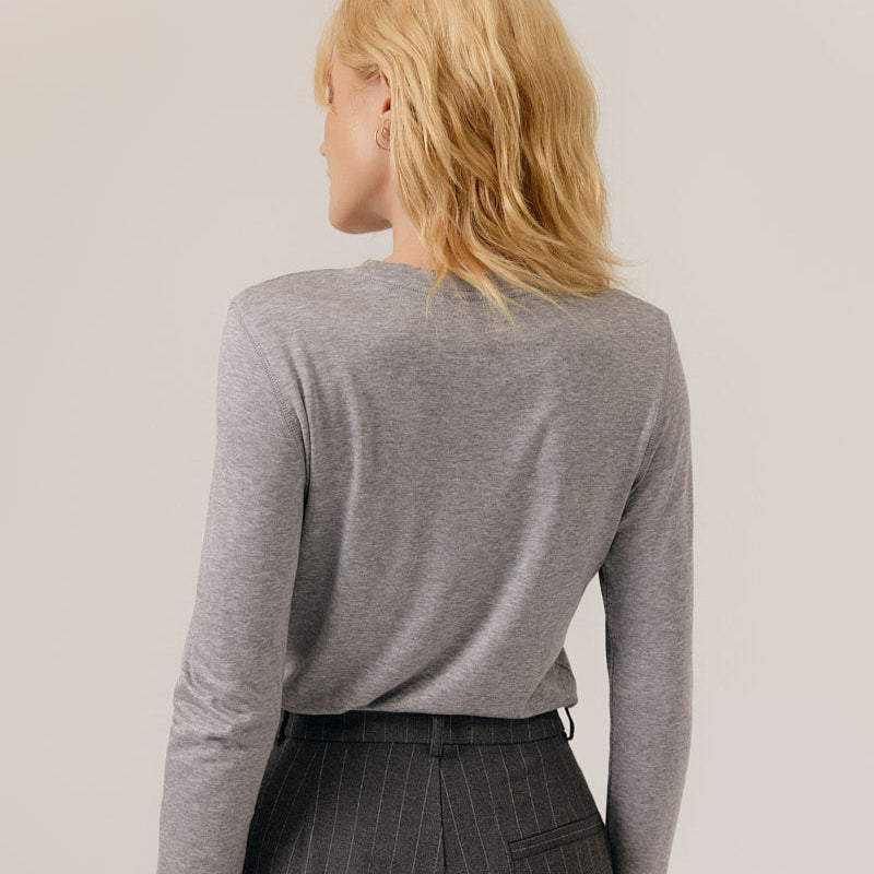 Angie Long Sleeved Top - Grey