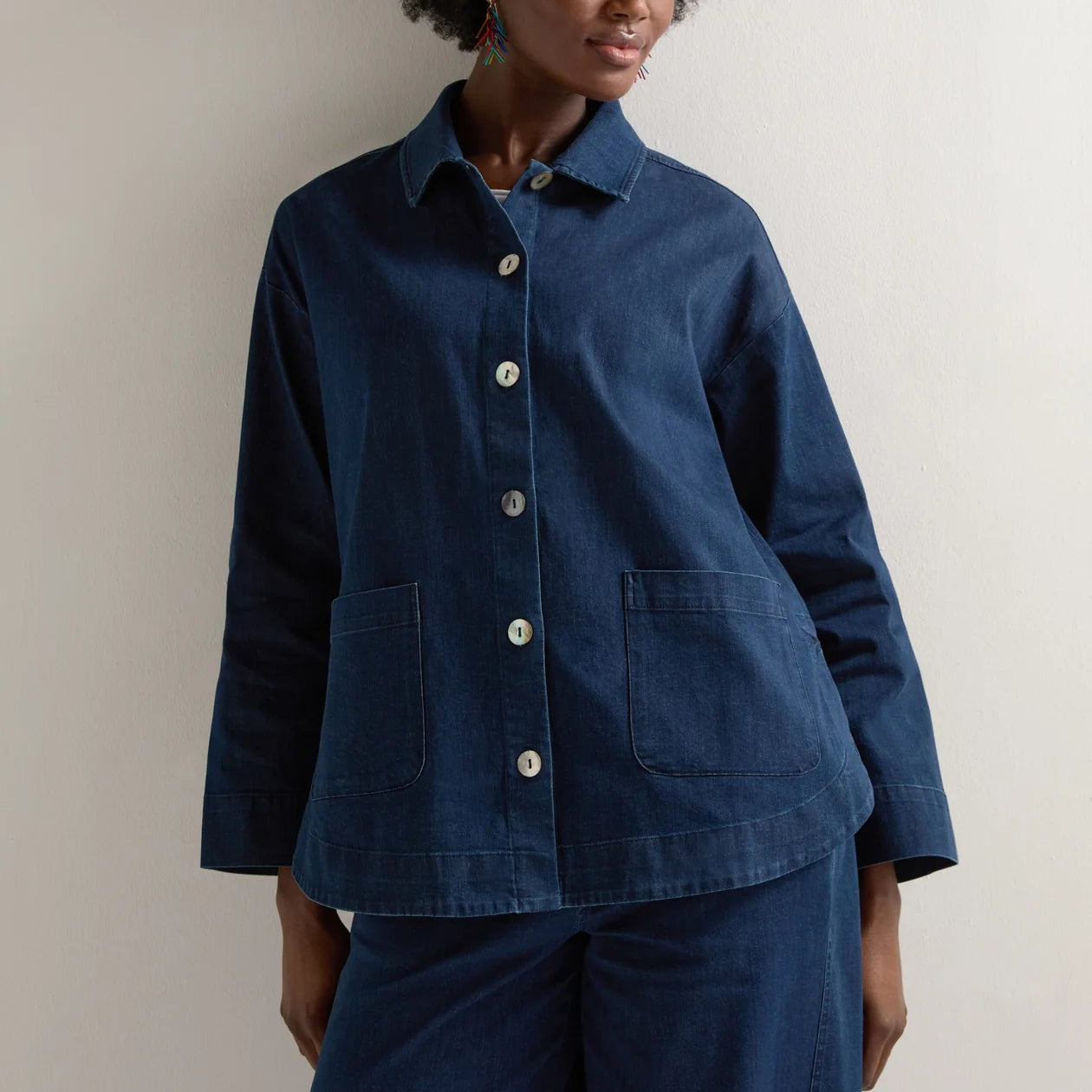 Stretch Denim Shirt Jacket