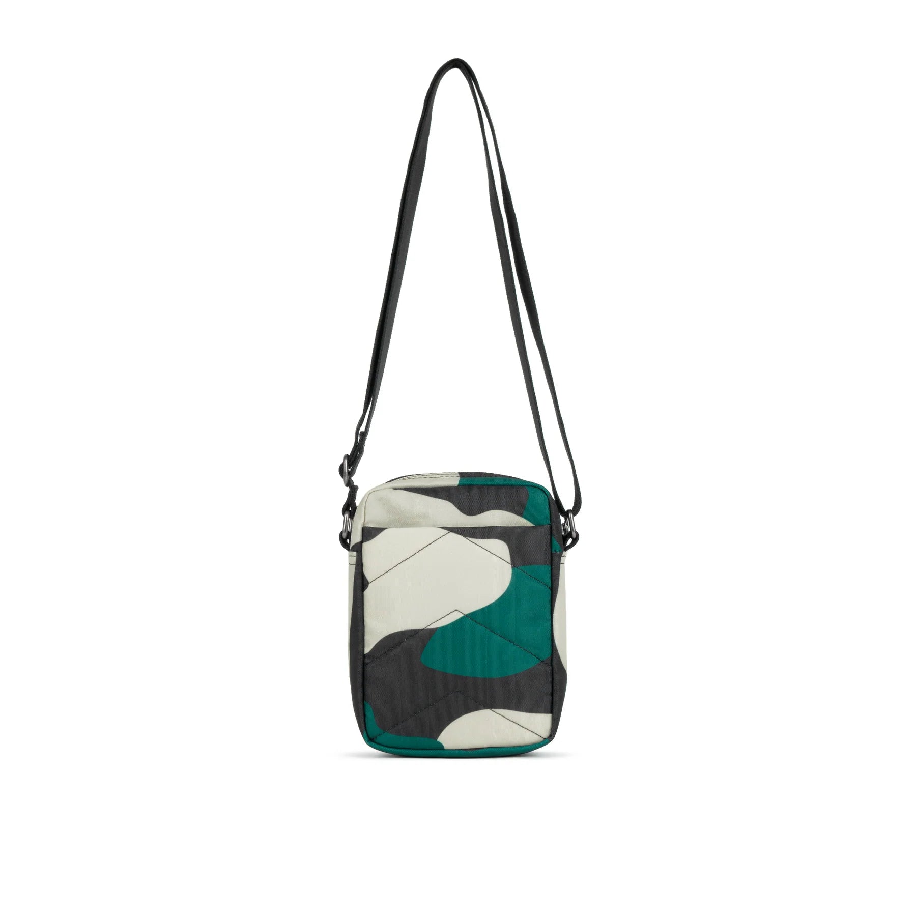 Small crossbody bag with adjustable shoulder strap.