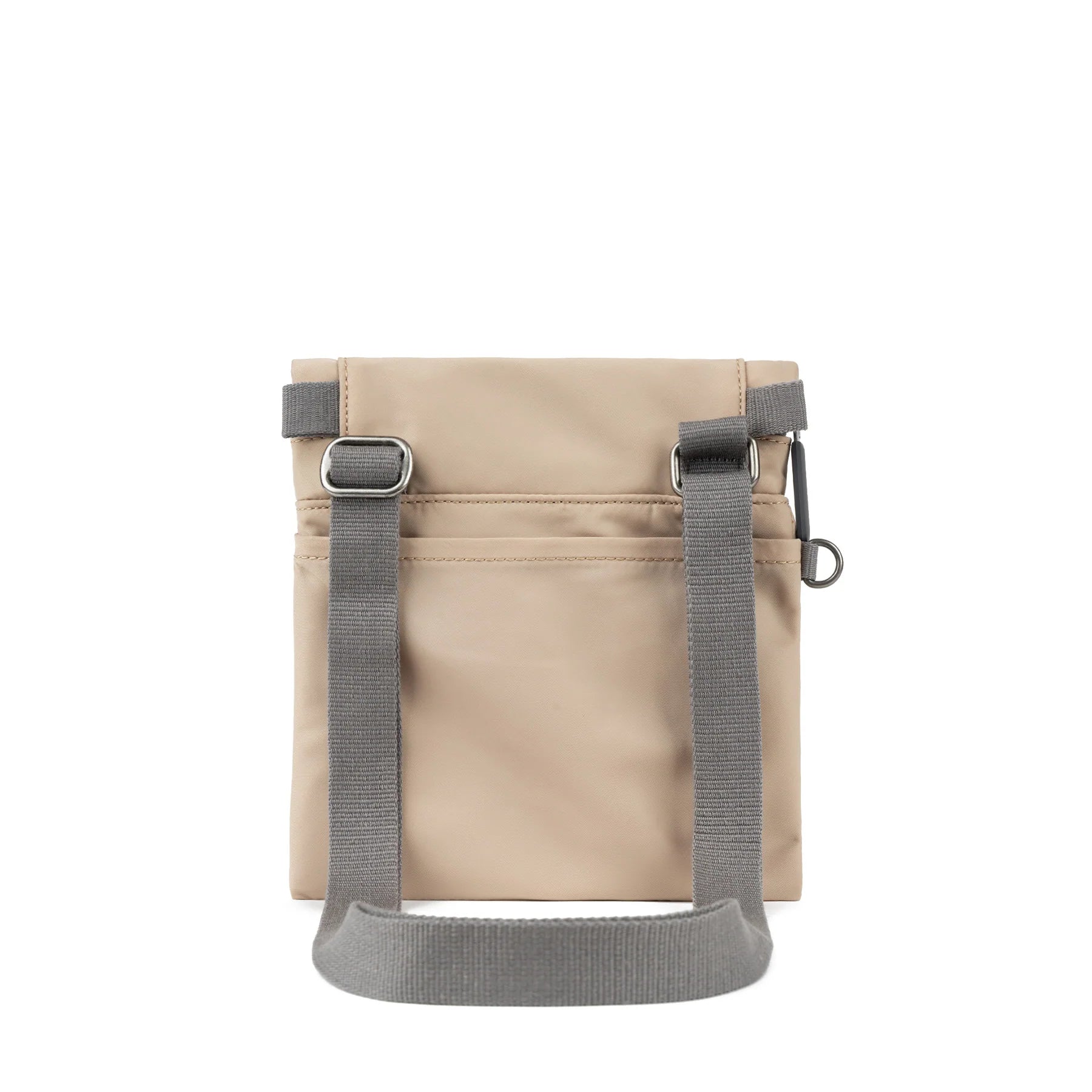 Beige ROKA bag with gray straps, featuring a simple and sleek design ideal for everyday use.