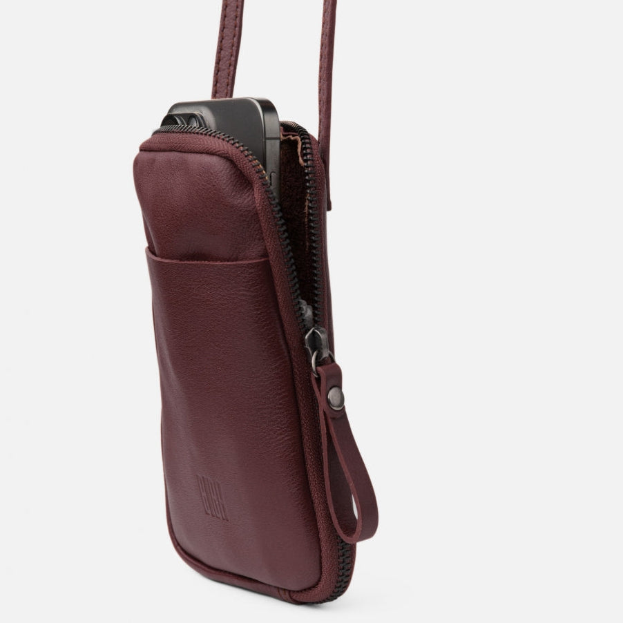 Leather Phone Bag - Burgundy