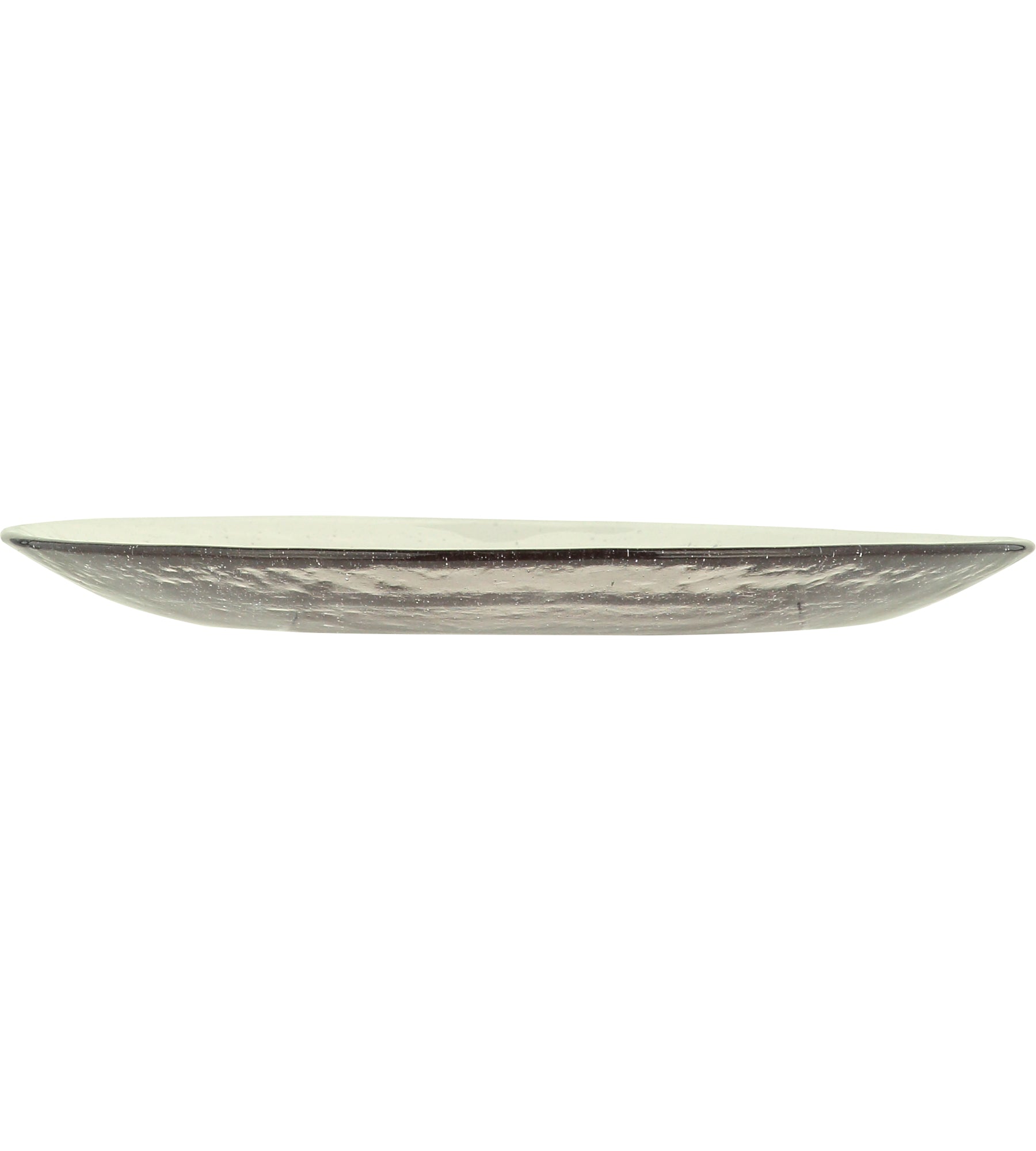 Dark gray, oblong glass serving platter with a textured surface.