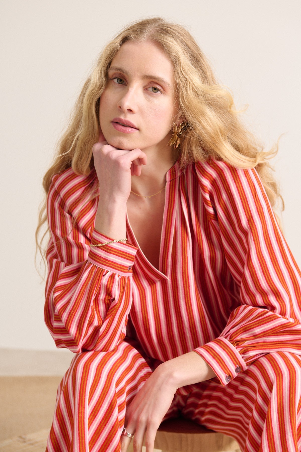 Red and Pink striped shirt from Garance Paris Clothing