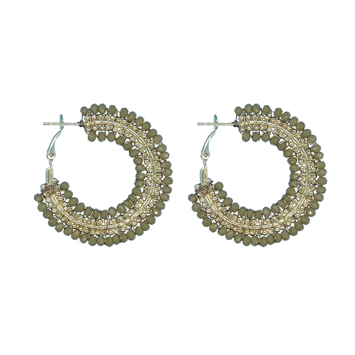 Mini Beaded Ombre Crystal Hoop Earrings