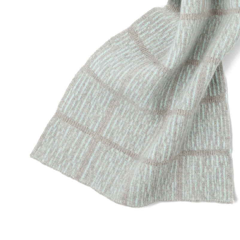 Geo Block Scarf - Stone & Pale Aqua