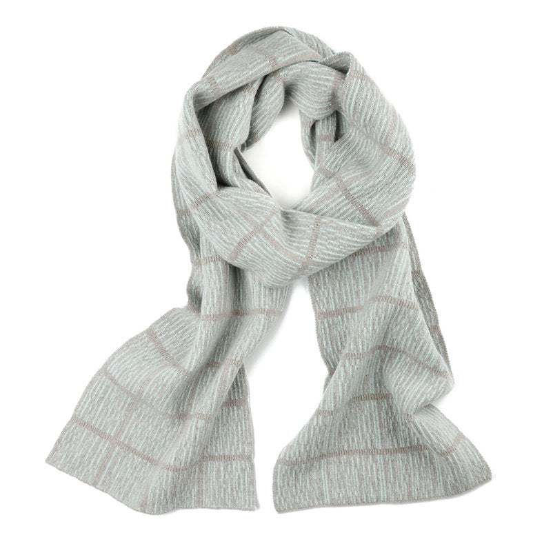 Geo Block Scarf - Stone & Pale Aqua