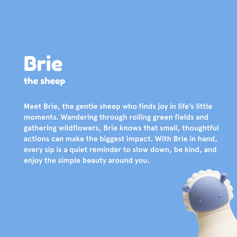 Product description of Brie the sheep with a blue background