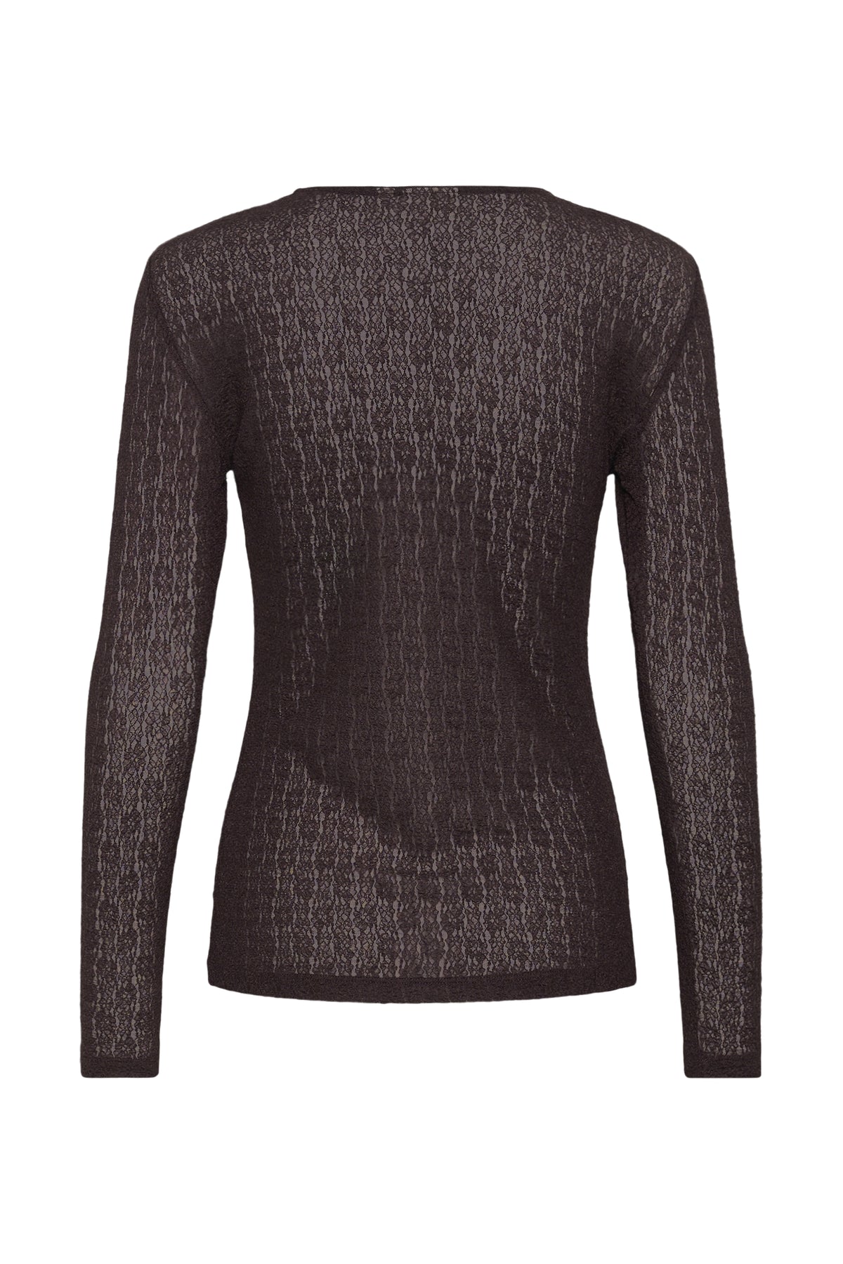 Black patterned long-sleeve top on a white background