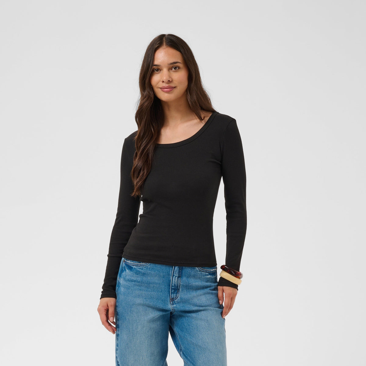Carna Long Sleeved Top - Black Deep