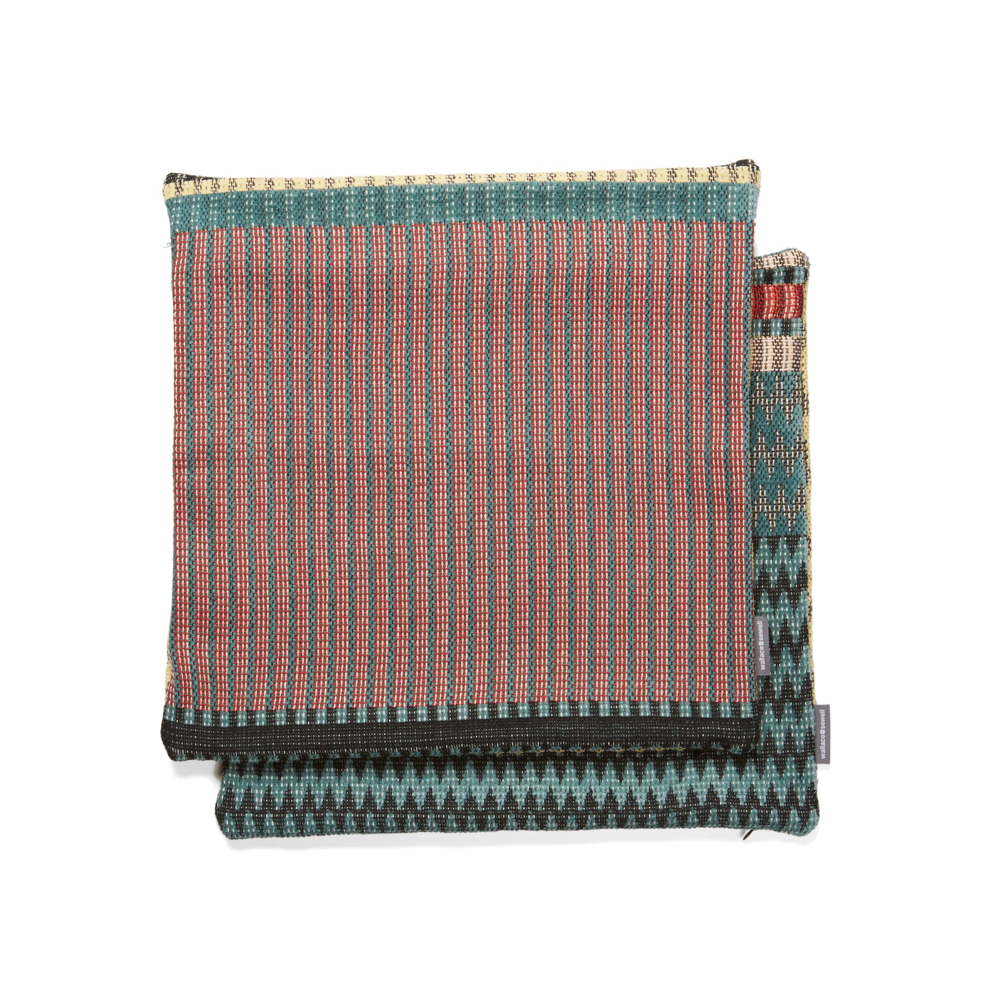 Two rectangular cushions with a textured, patterned weave.