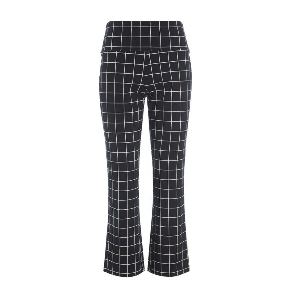Black checkered pants on a white background