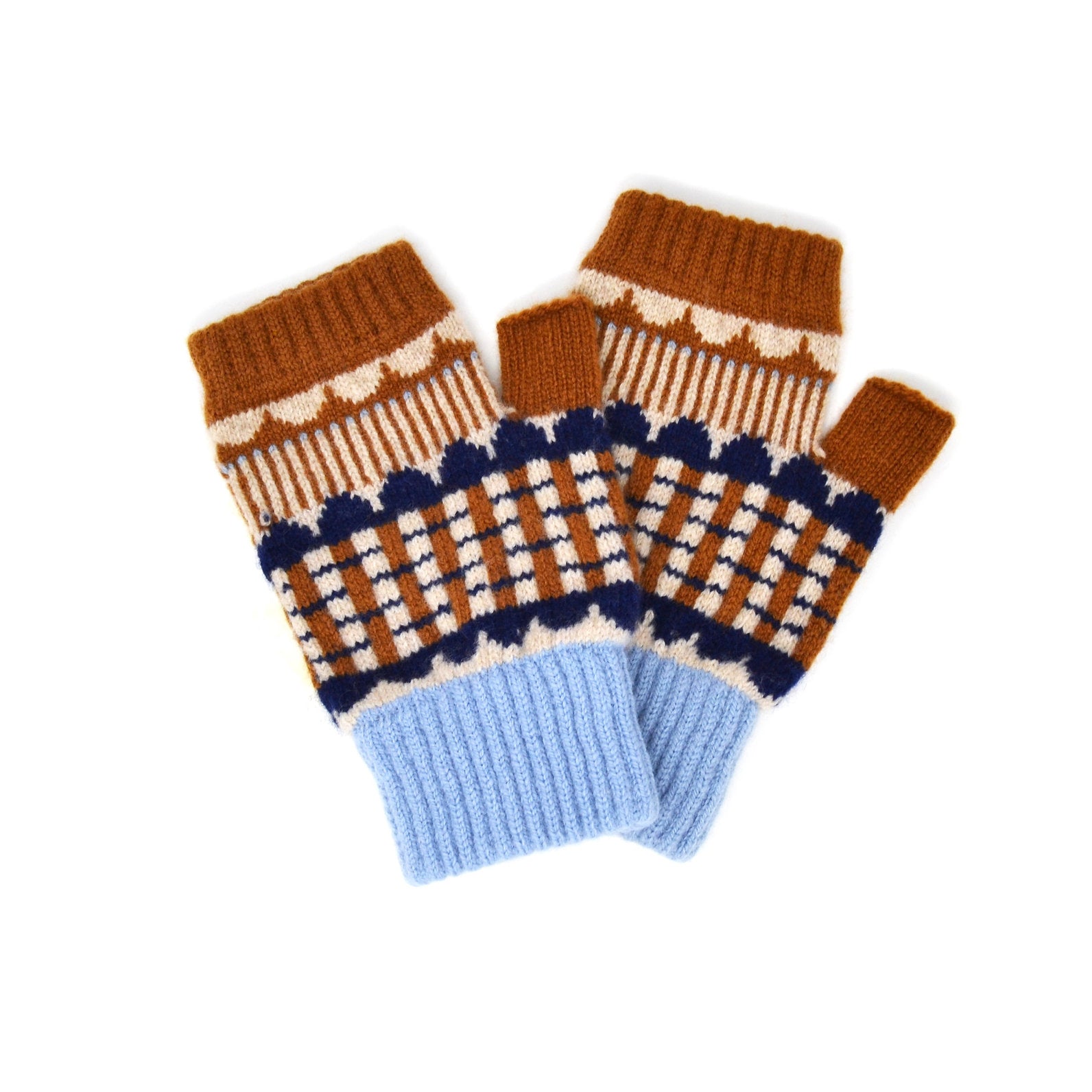 Fingerless Gloves - Flora Collection - Brown
