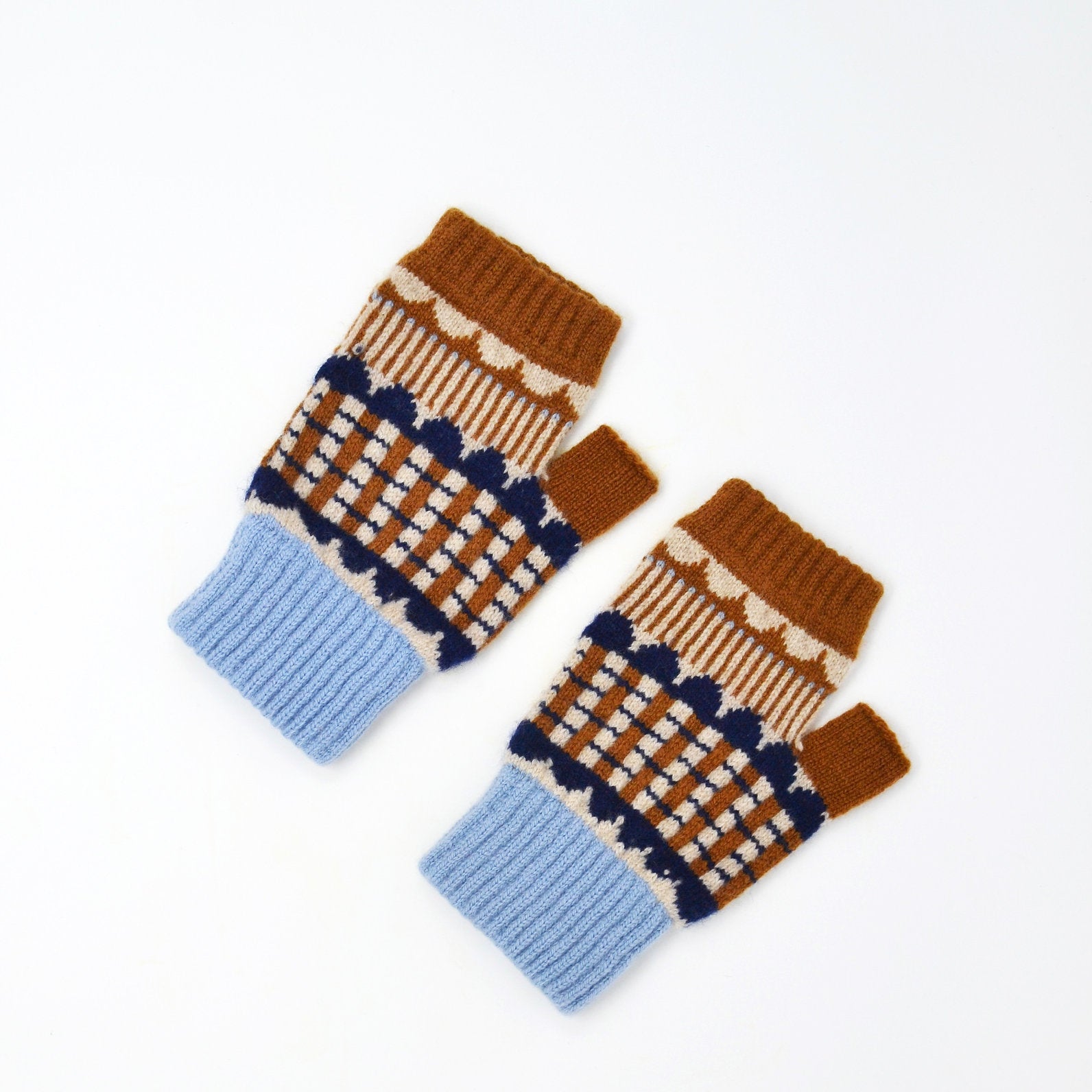 Fingerless Gloves - Flora Collection - Brown
