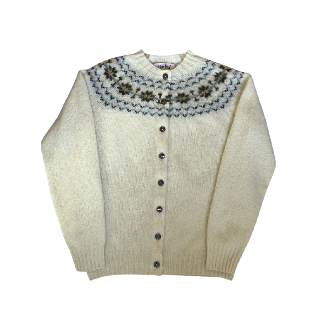 Fairisle Brushed Cardigan - Snow White