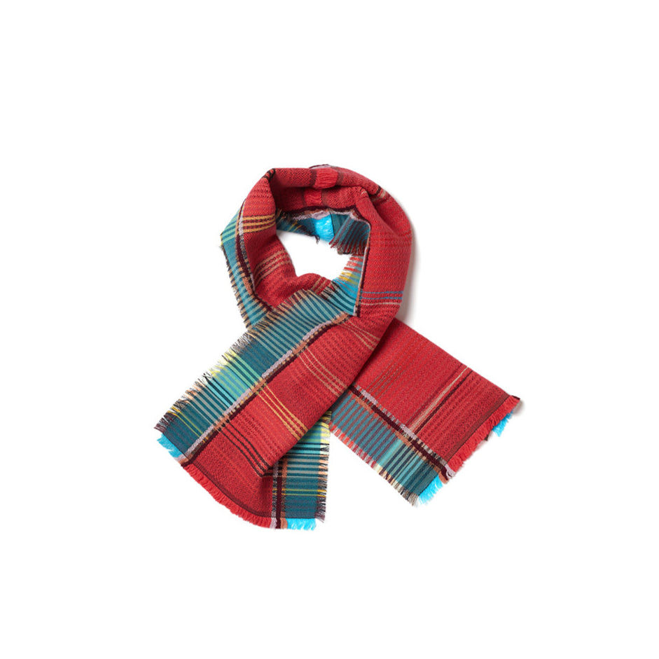 Red plaid scarf on a white background