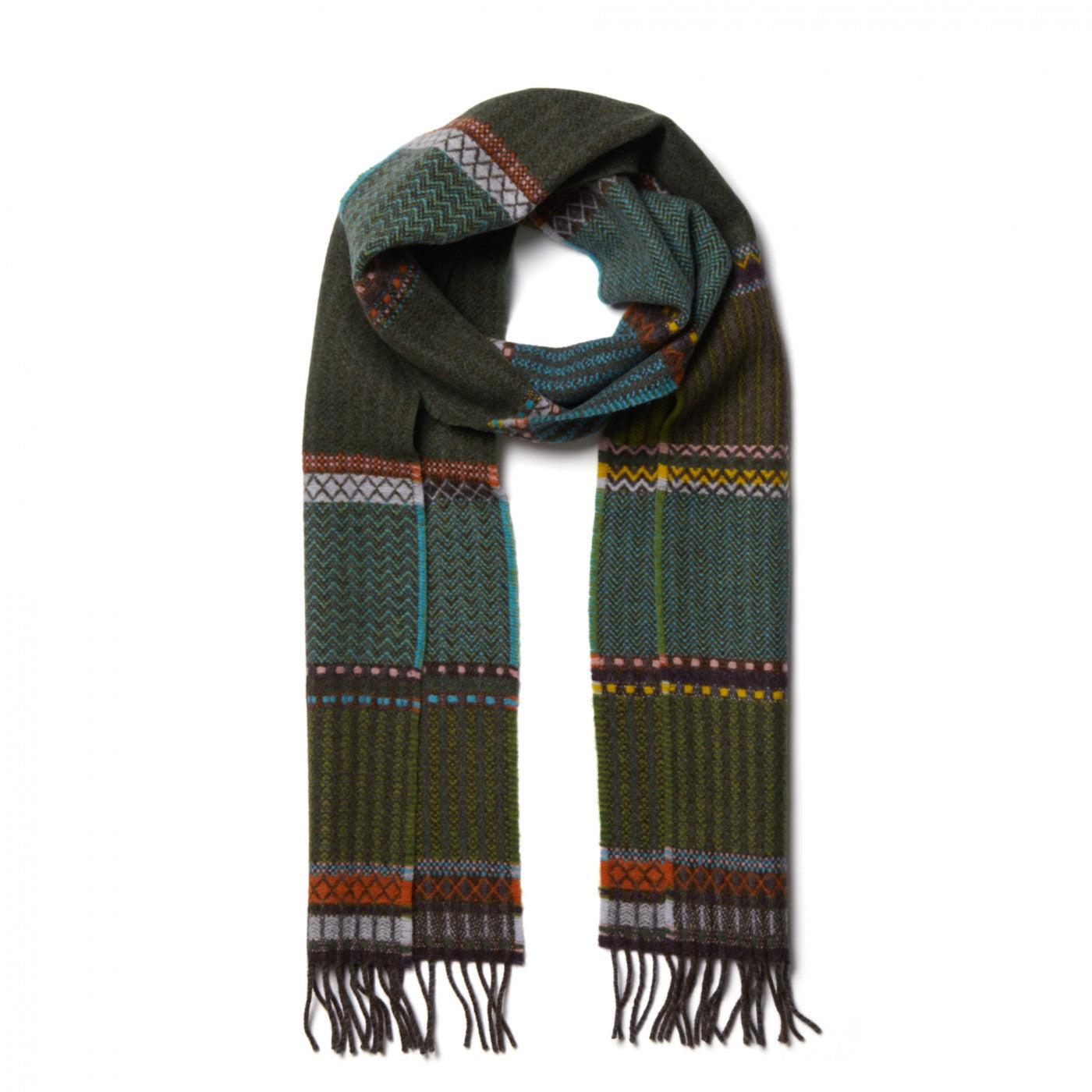Woven scarf with a pattern on a white background