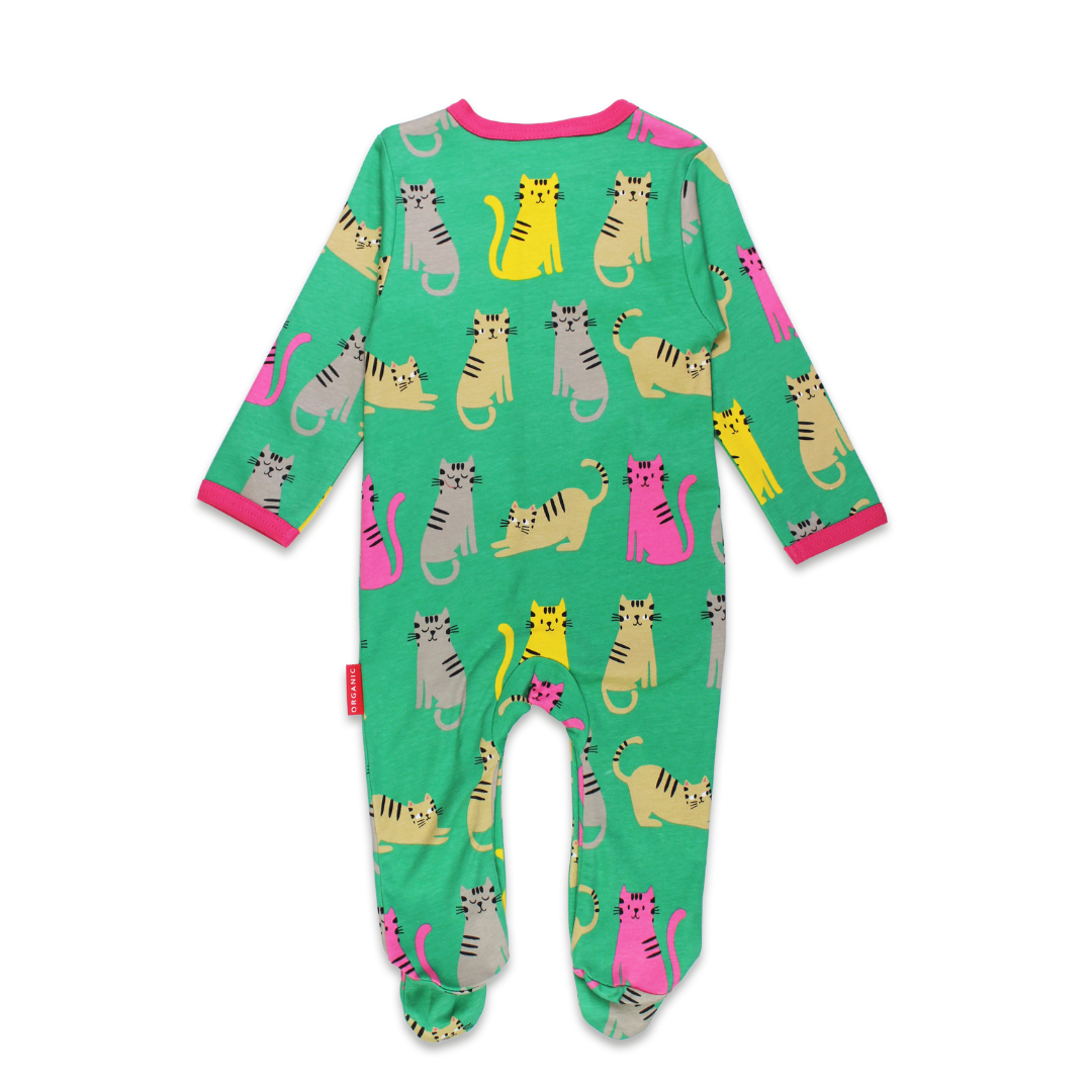 Organic Sleepsuit - Kitten Print