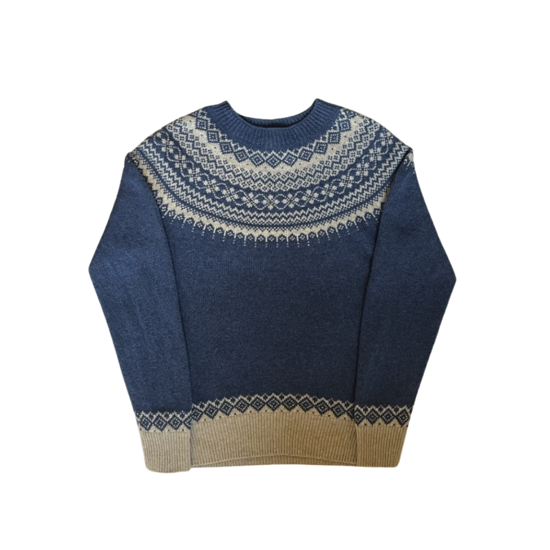 Ladies Contrast Yoke Jumper - Agate & Soft Denim