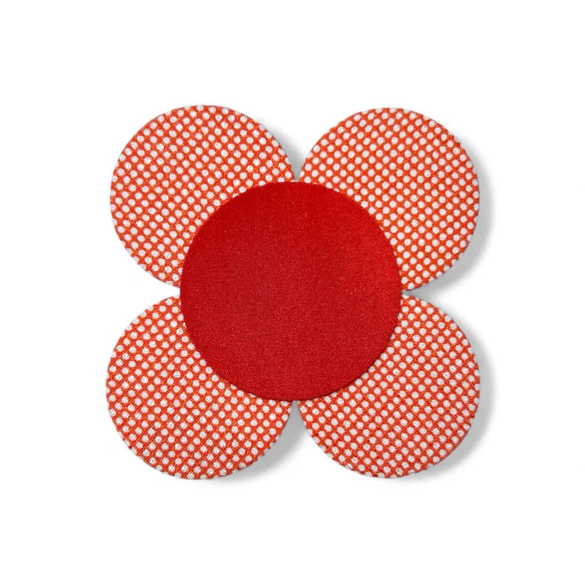Moon Flower Brooch - Red with Polka Dots
