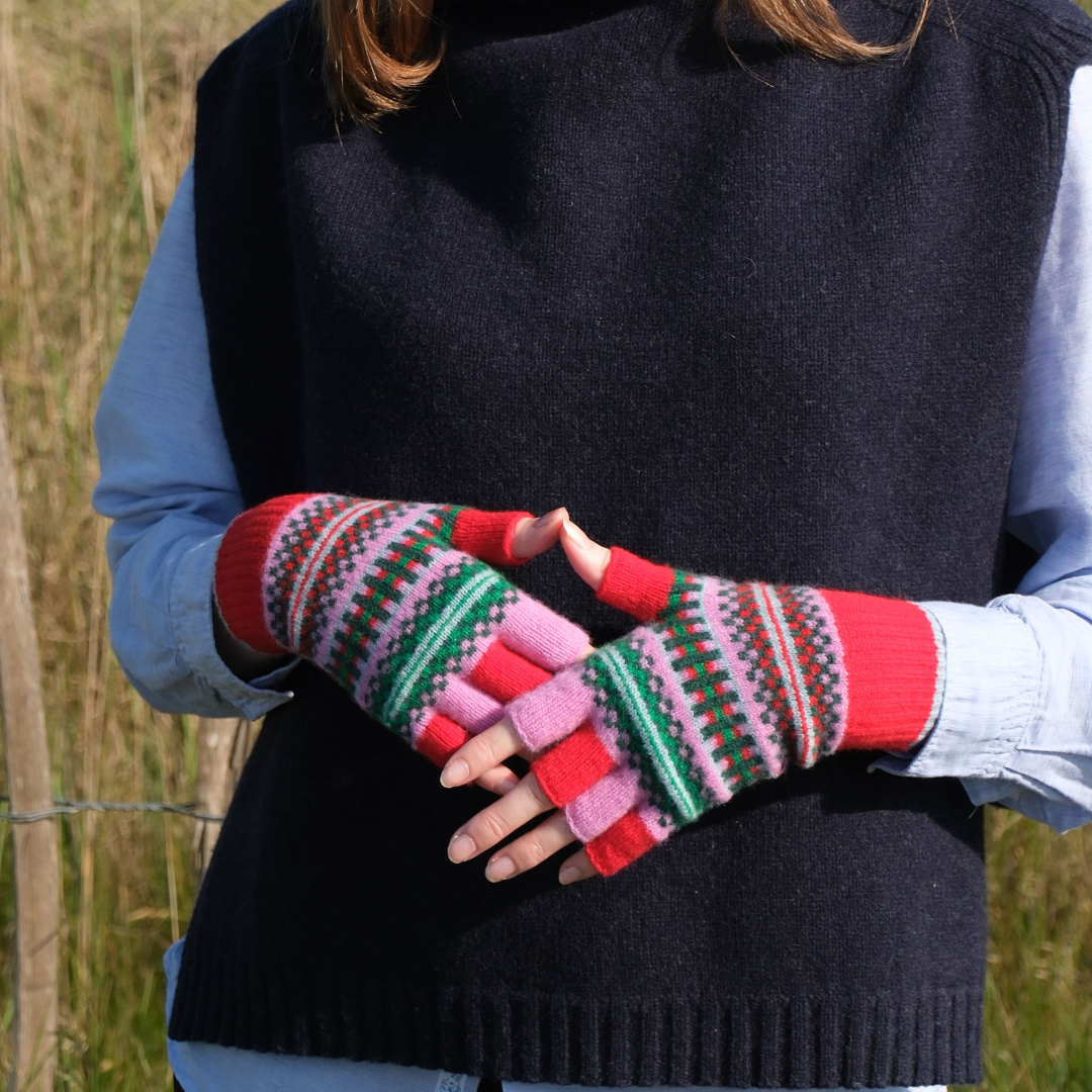 Patterned Fingerless Gloves - Hyper Nature