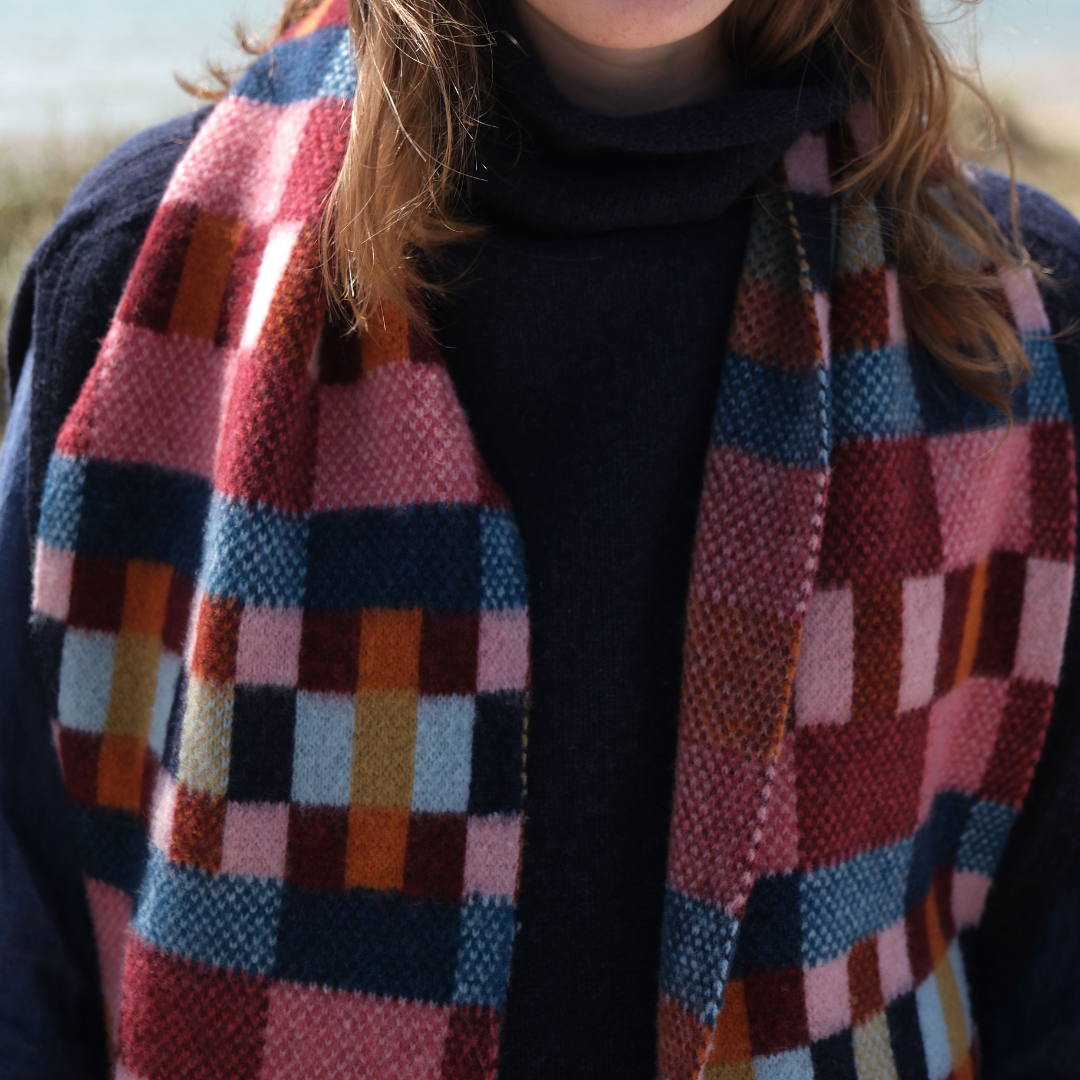 Brushed Block Scarf - Autumn Berry