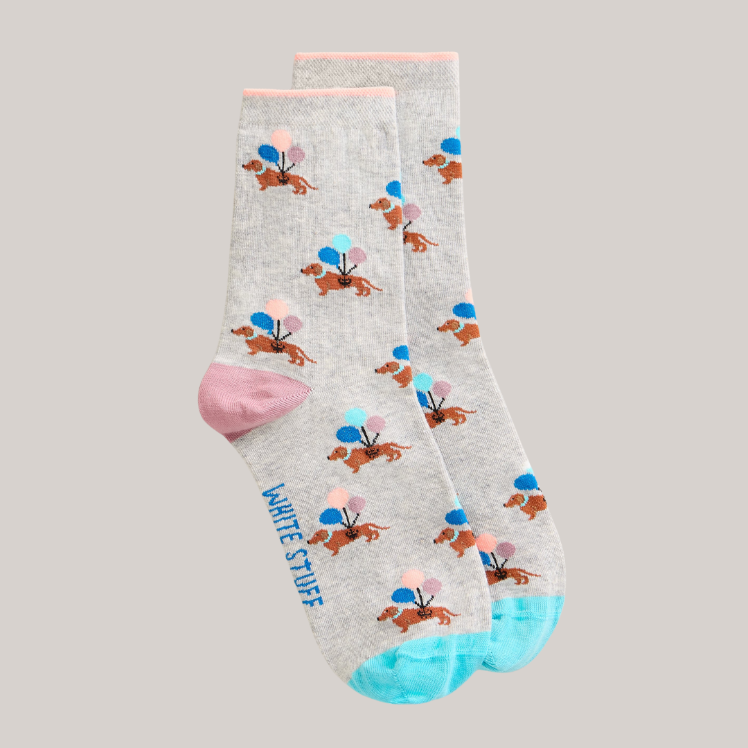 Novelty Ankle Socks - Light Grey