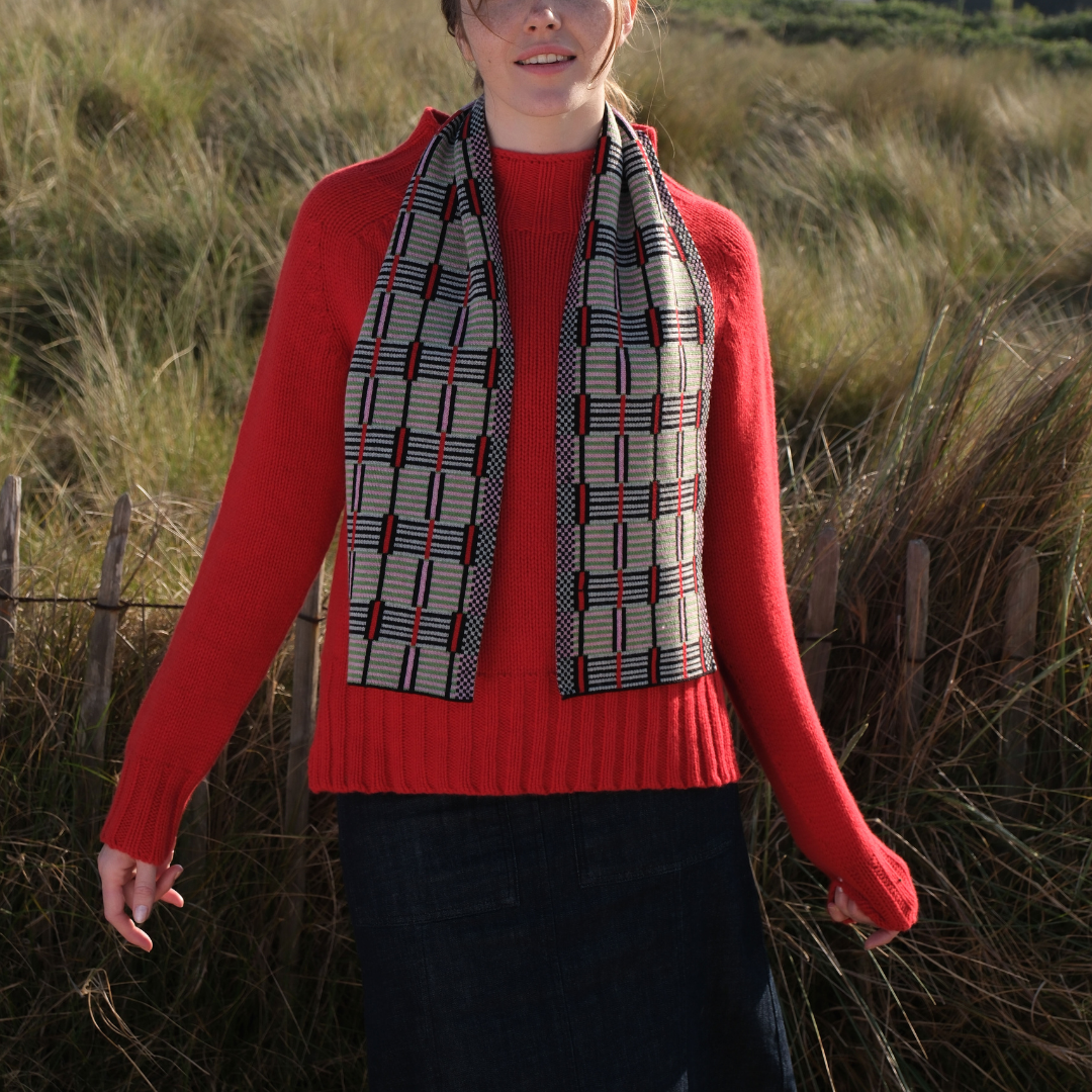 Ladder Scarf - Red & Green