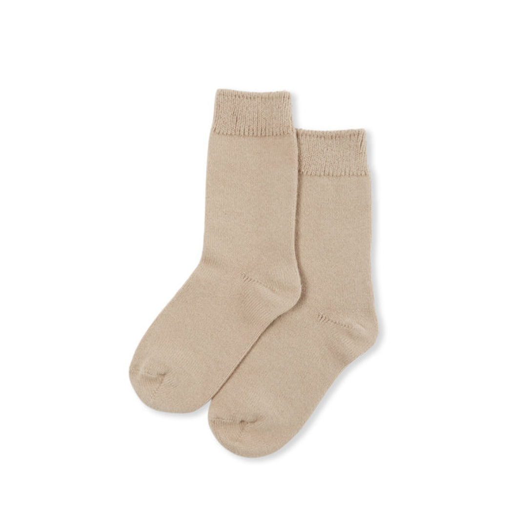 Pair of beige ankle socks.