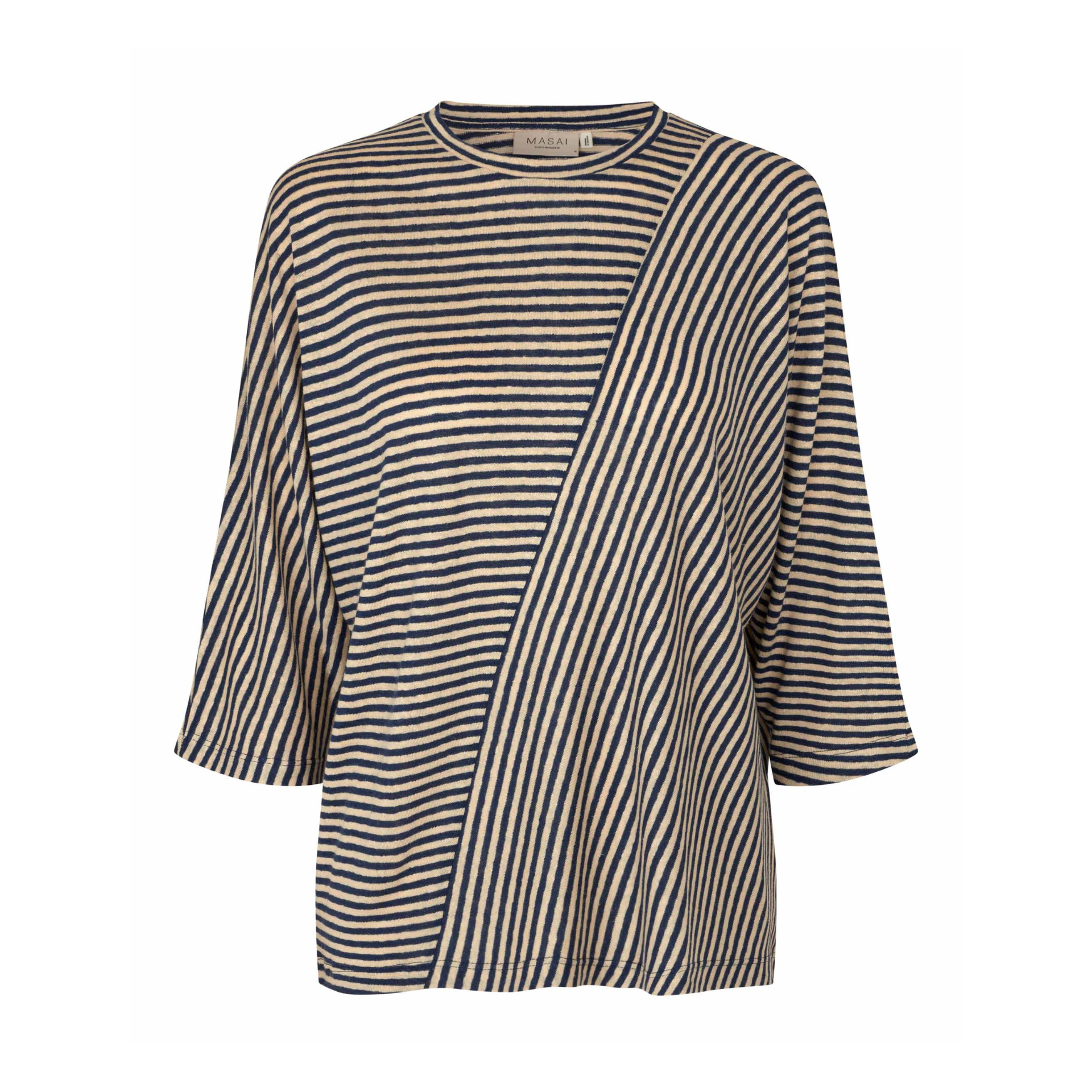 Striped shirt with a draped design on a white background