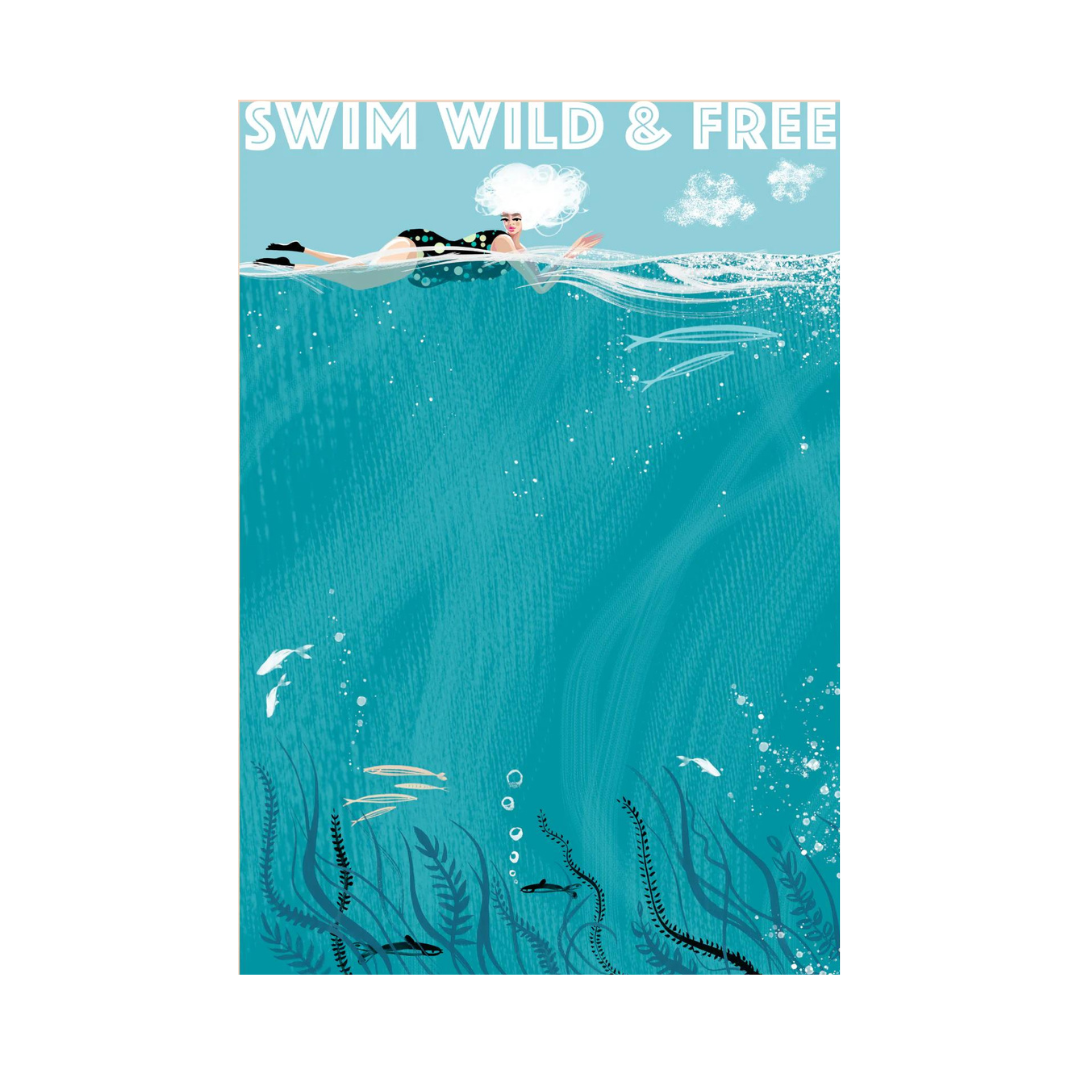 Swim Wild & Free - A3 Print - Ocean Top