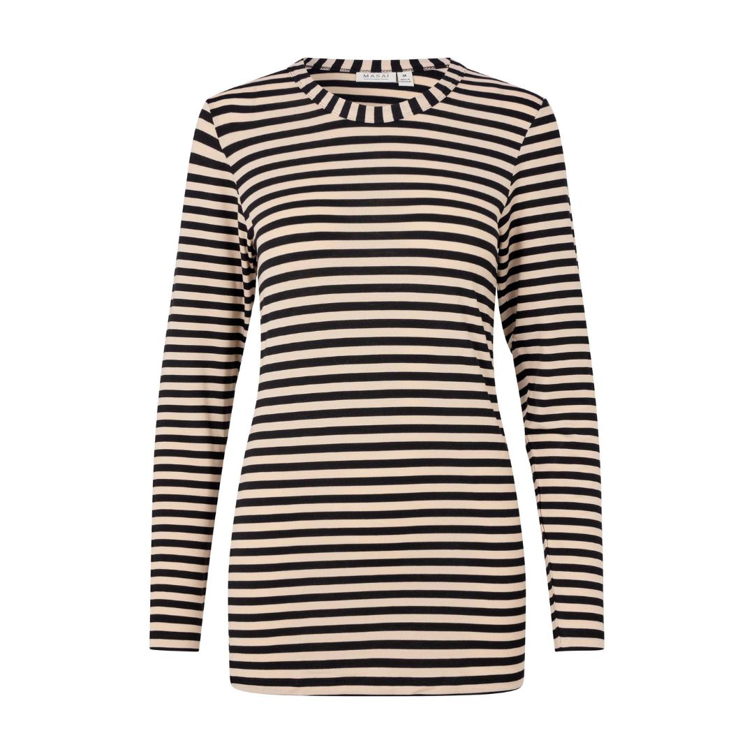 Doritla Striped Long Sleeved Top - Black