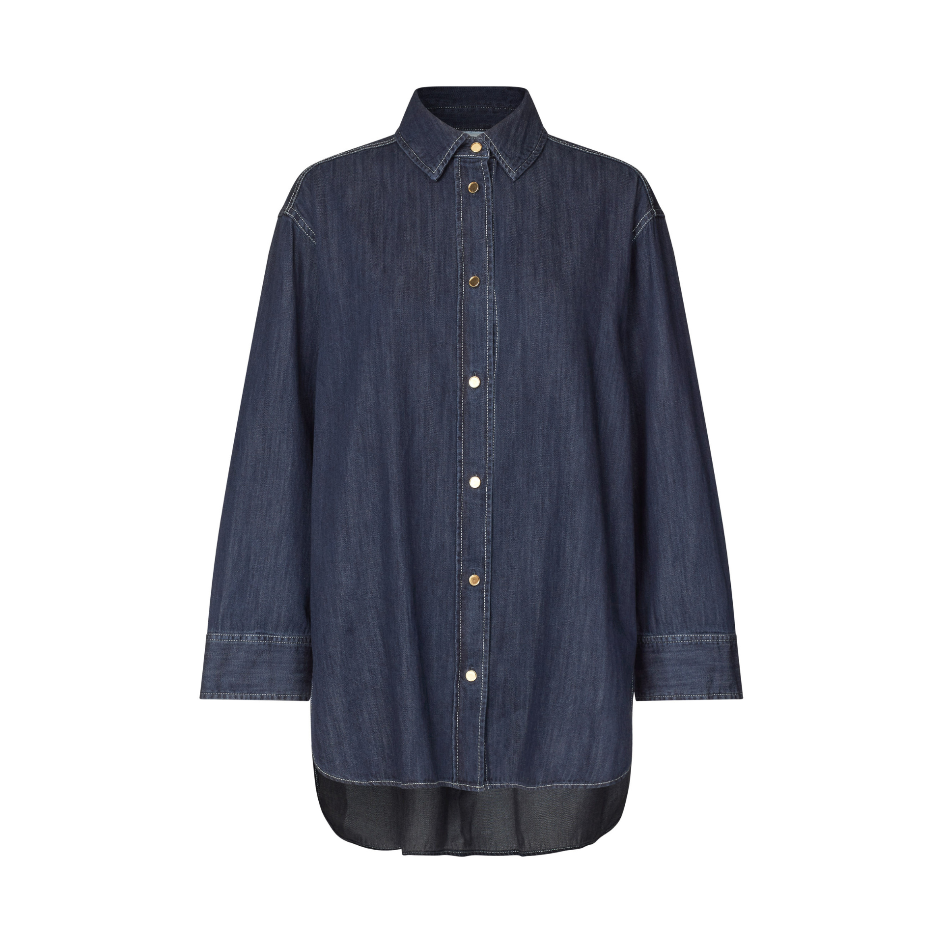 Blue denim shirt on a white background