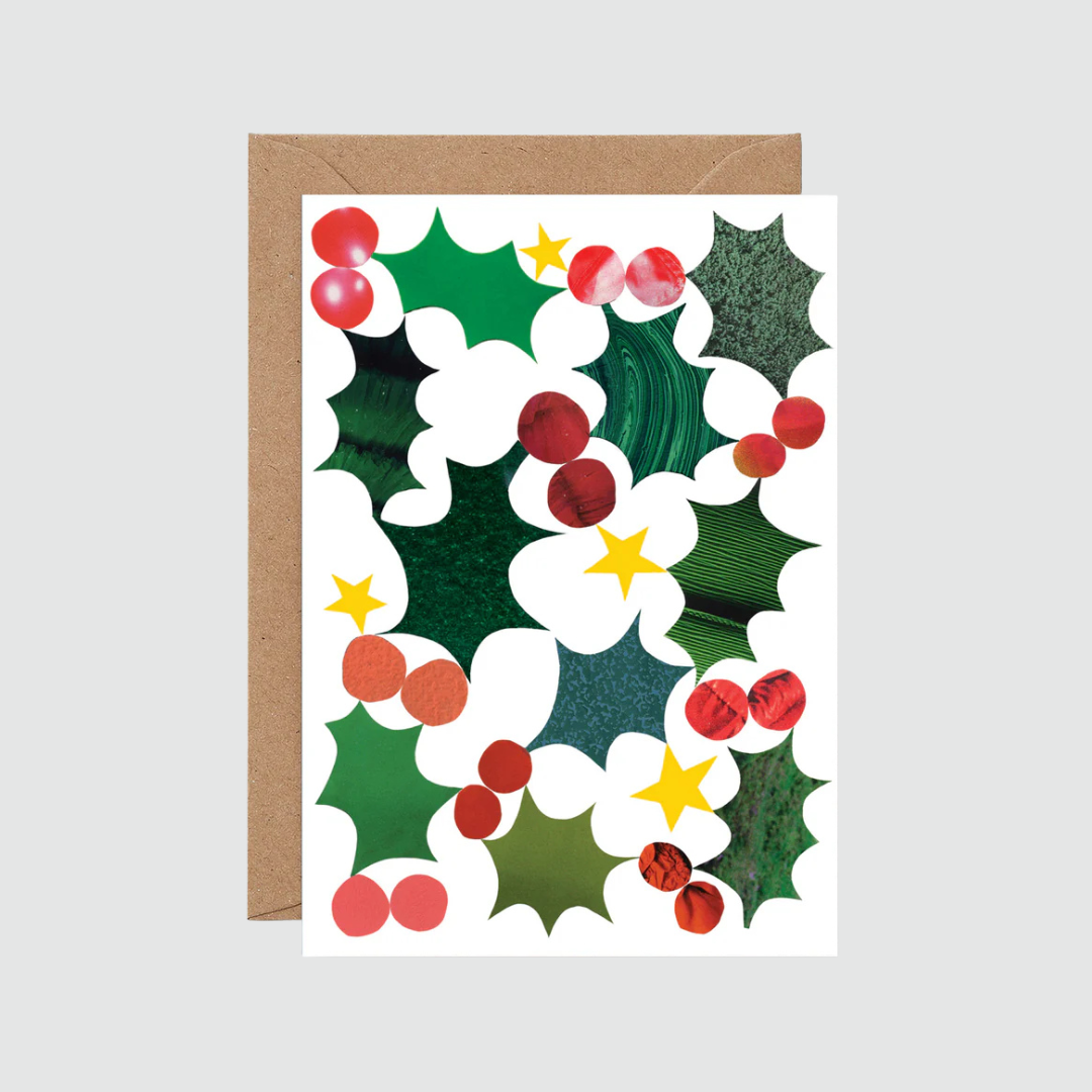 Embossed Christmas Card - Holly
