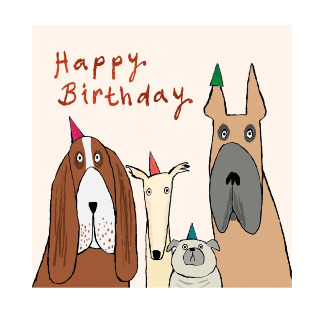 Birthday Card - Happy Face Dogs
