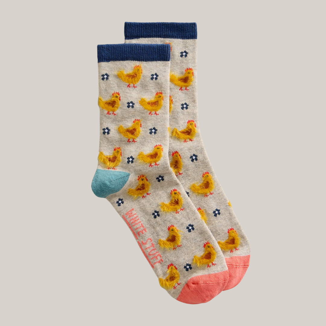 Fluffy Chicken Ankle Socks  - Natural Multi