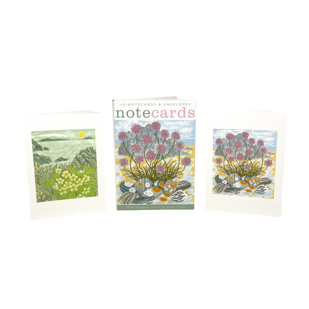 Set of 10 coastal-themed notecards and envelopes.  Features original prints of wildflowers and seascapes.