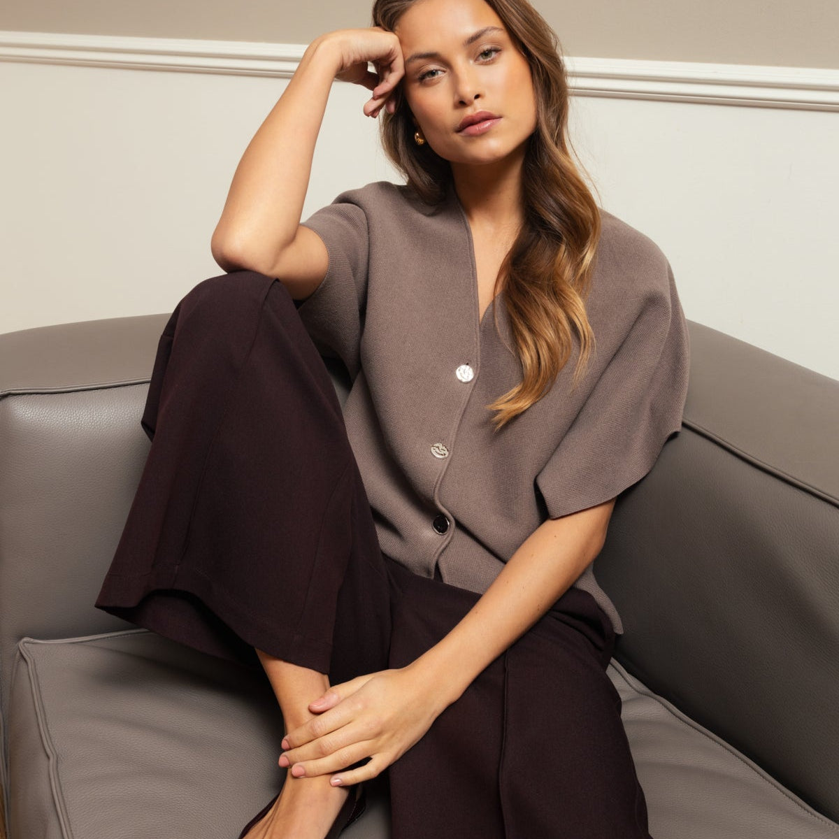 Abigail Wide Leg Trouser - Chocolate Torte