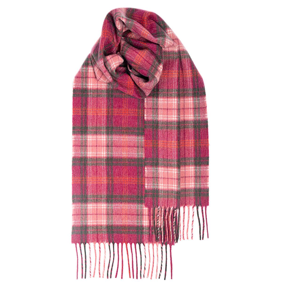 Beau Luxury Cashmere Scarf - Lochcarron Hunting Rose