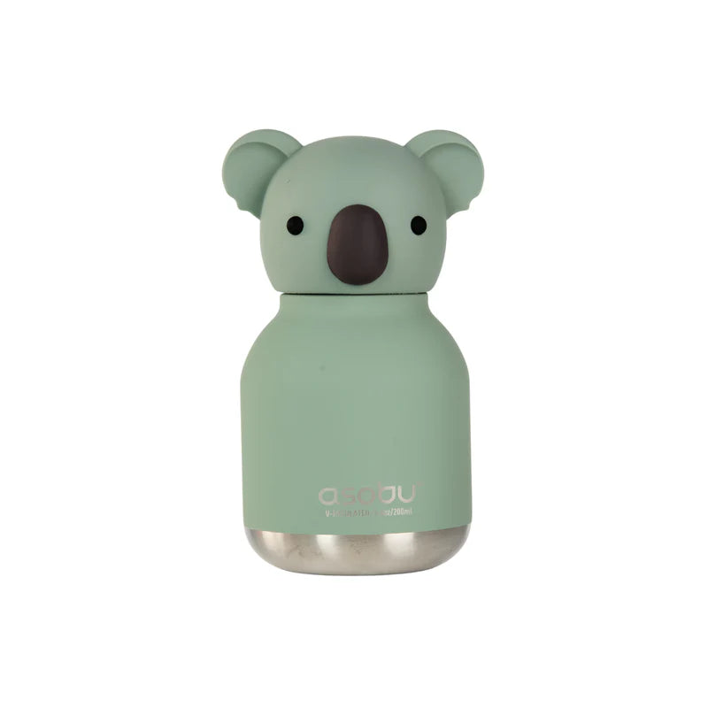 Mint green koala-shaped bottle with a silver base on a white background