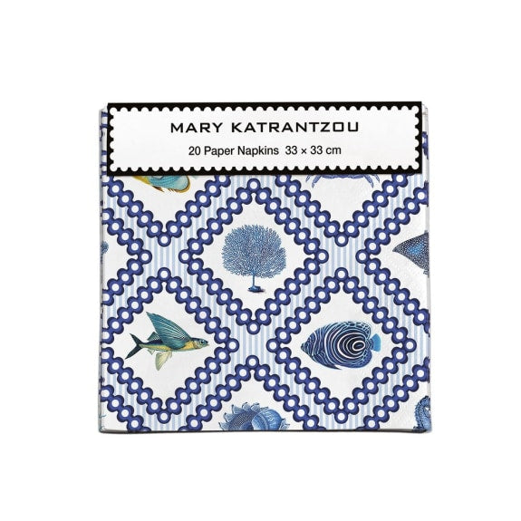 Paper Napkins - Blue Sea Grid