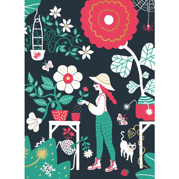 Greeting Card - Greenhouse Girl