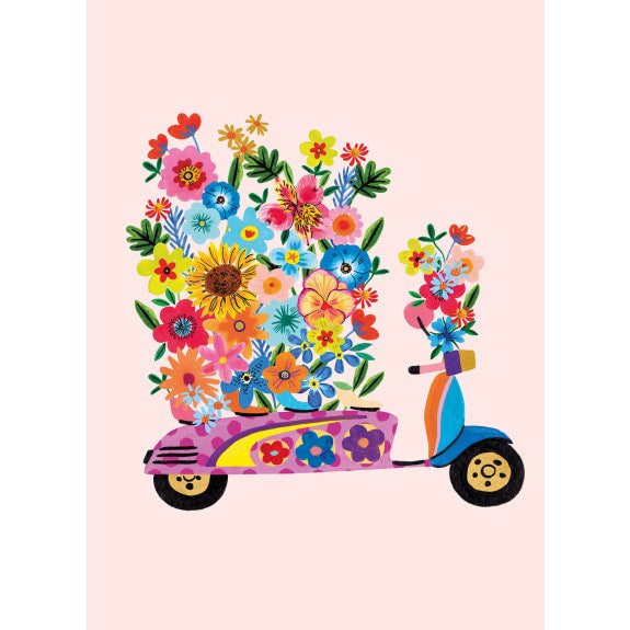 Greeting Card - Floral Scooter