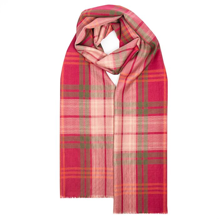 Alba Fine Merino Stole - Lochcarron Hunting Rose