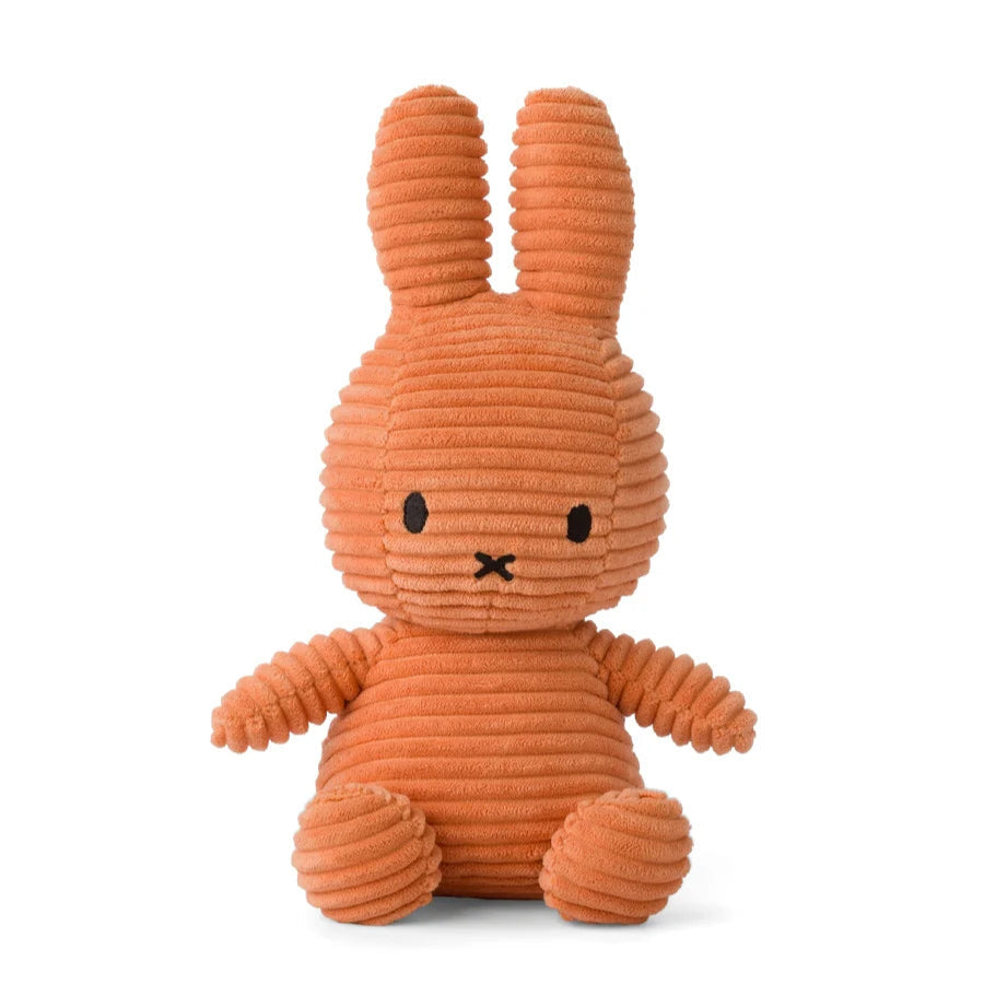 Orange plush bunny toy on a white background