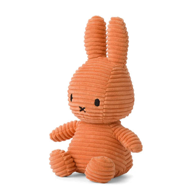 Orange plush bunny toy on a white background