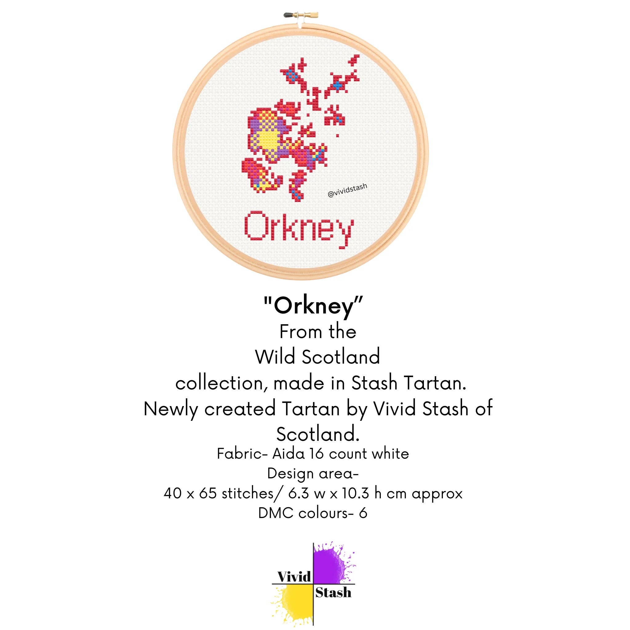 Cross-stitch pattern of Orkney, Scotland.