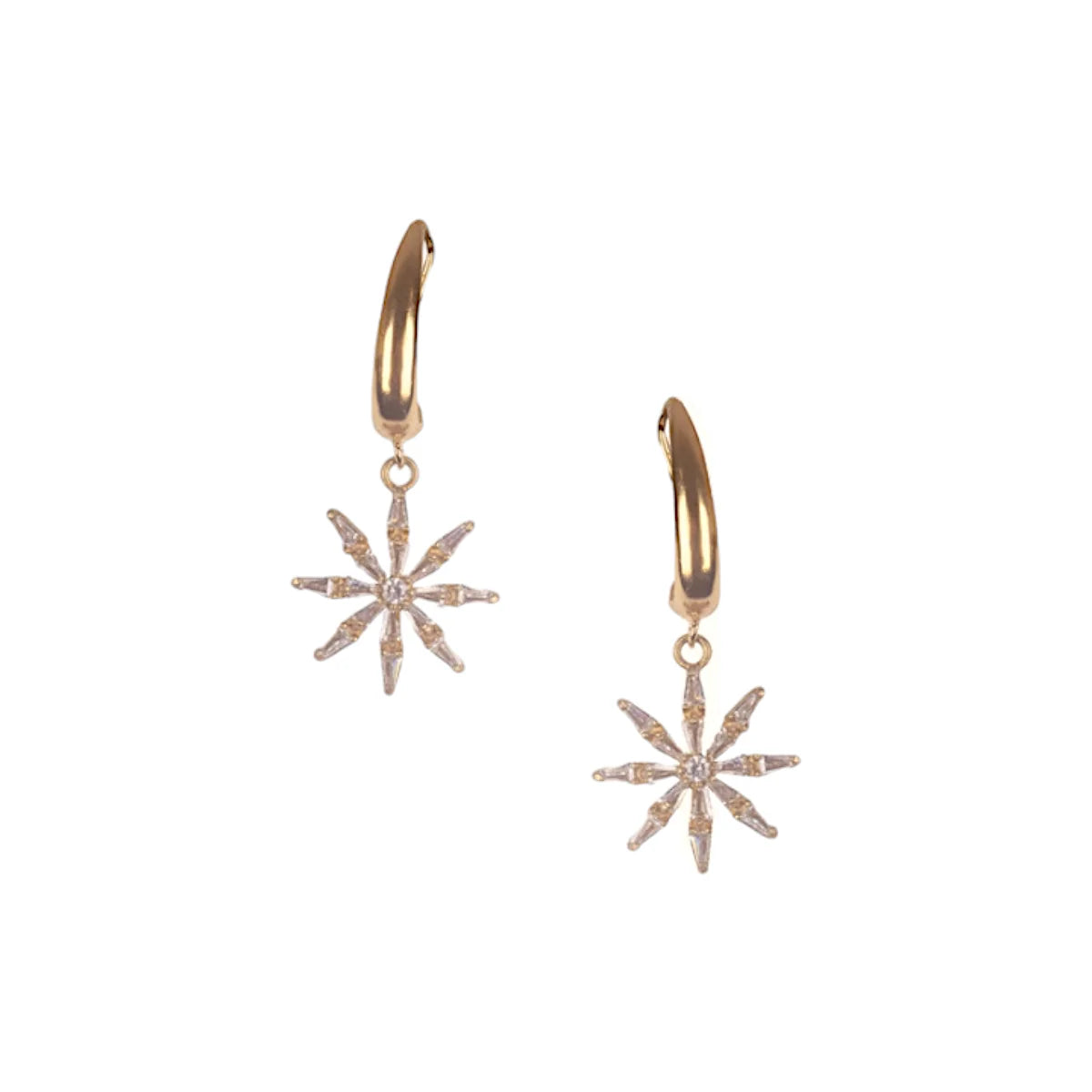 Crystal Star Hook Earrings - Bronze