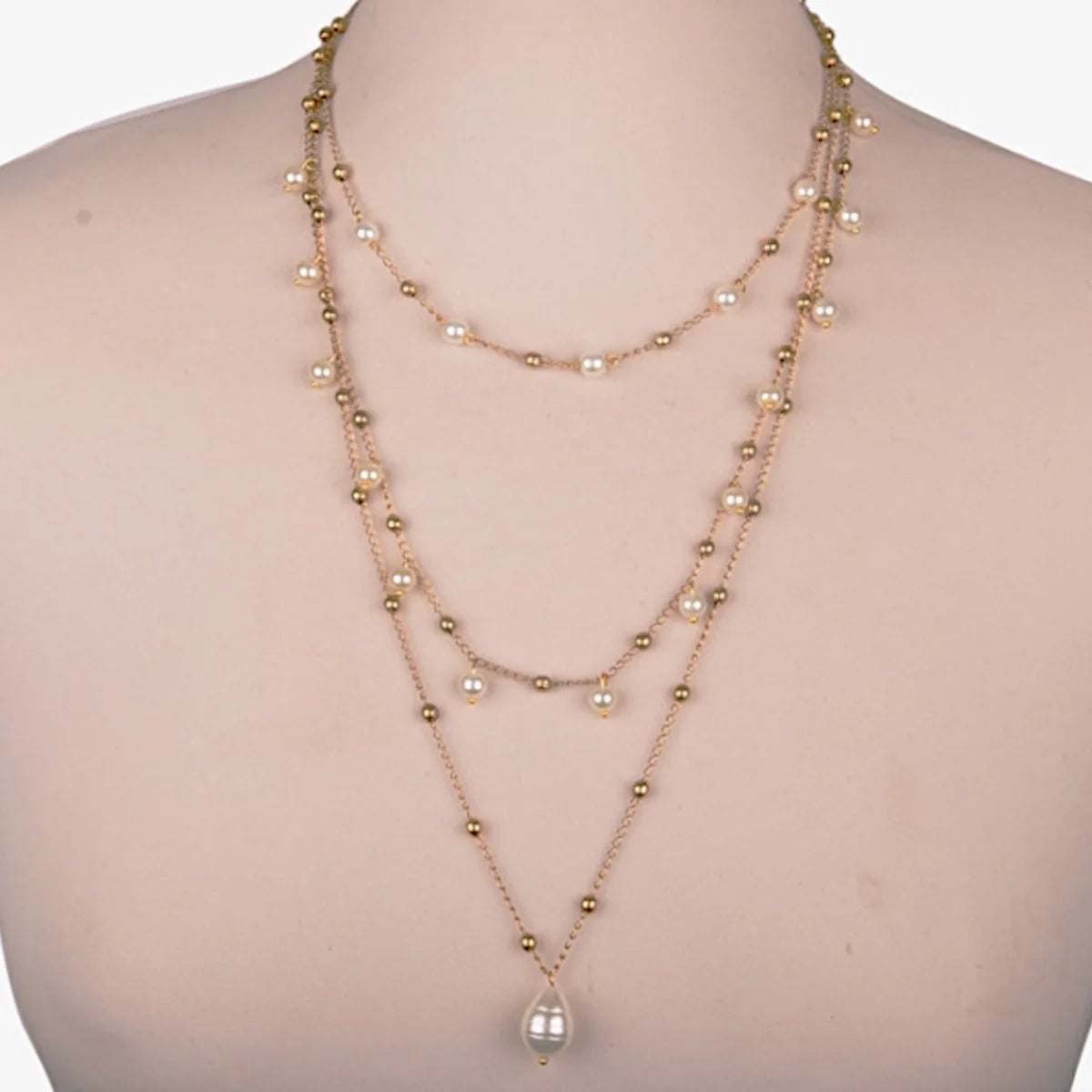 Bronze Mix Pearl Multi-Layer Necklace